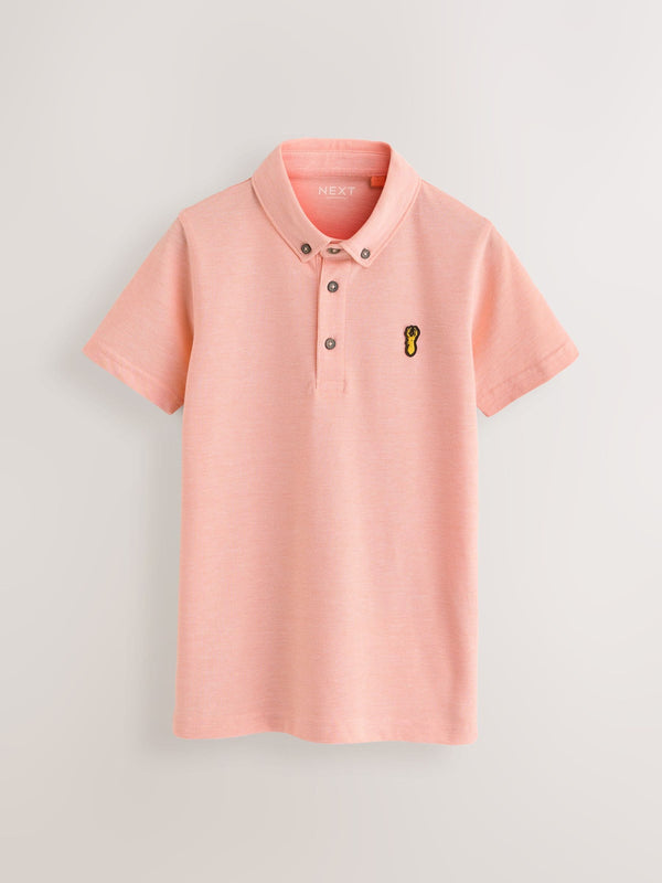 Peach Marl Short Sleeve Polo Shirt (3-16yrs)