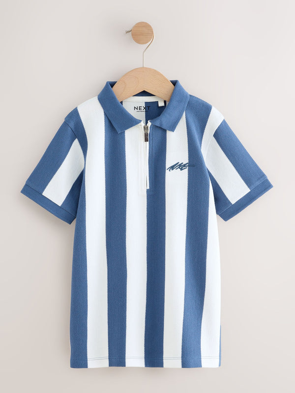 Blue/White Stripe Short Sleeve Polo Shirt (3-16yrs)