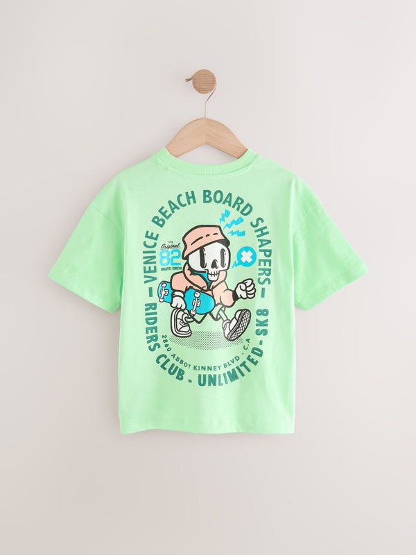 Green Back Print Relaxed Fit Short Sleeve Graphic Print T-Shirt (3-16yrs)