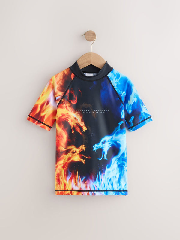 Red and Blue Flame Short Sleeve Rash Vest (1.5-16yrs)