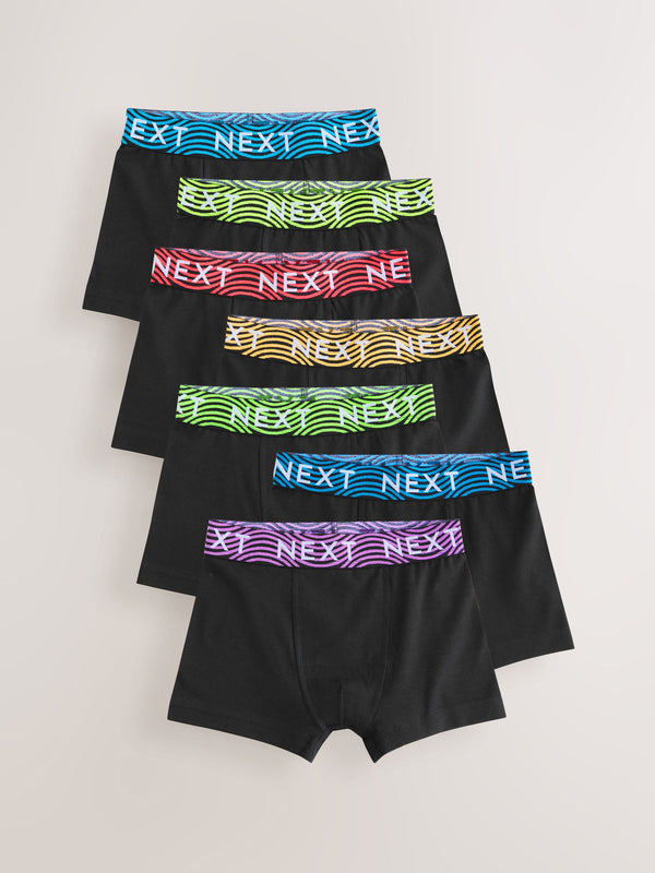 Black With Bright Waistband Trunks 7 Pack (2-16yrs)