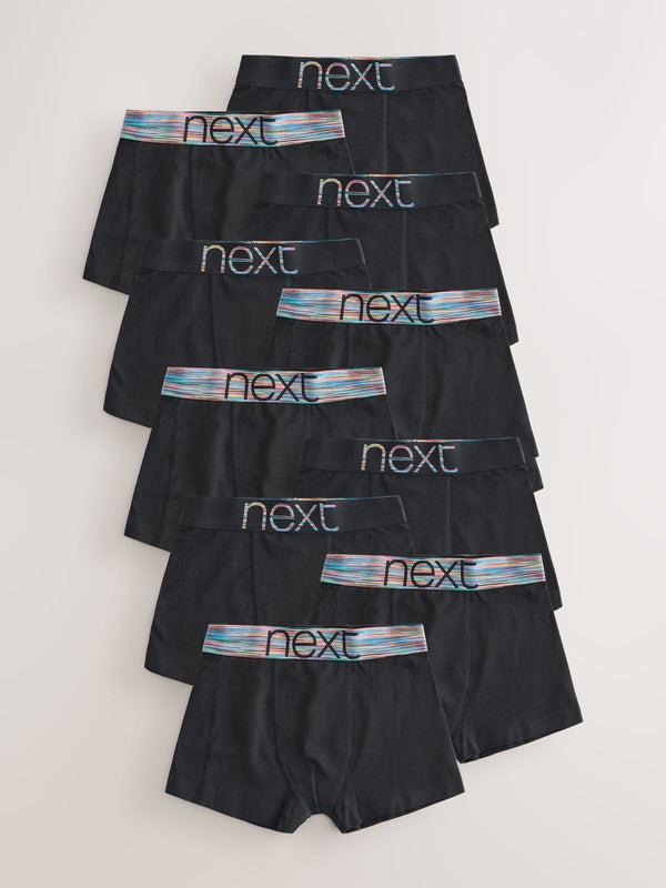 Black with Bright Waistband Trunks 10 Pack (1.5-16yrs)