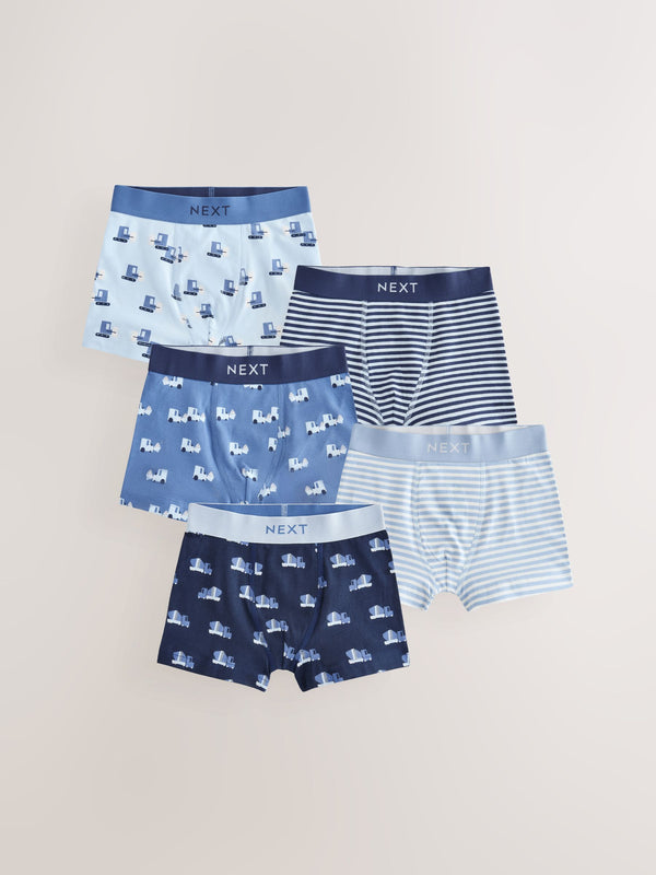 Blue Vehicle Print Pattern Trunks 5 Pack (1.5-16yrs)