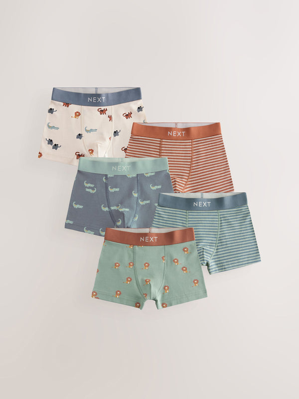 Mini Safari Print Pattern Trunks 5 Pack (1.5-16yrs)