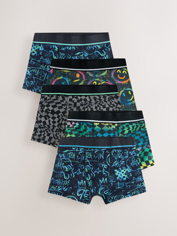 Multi Grafitti Print Trunks 5 Pack (3-16yrs)