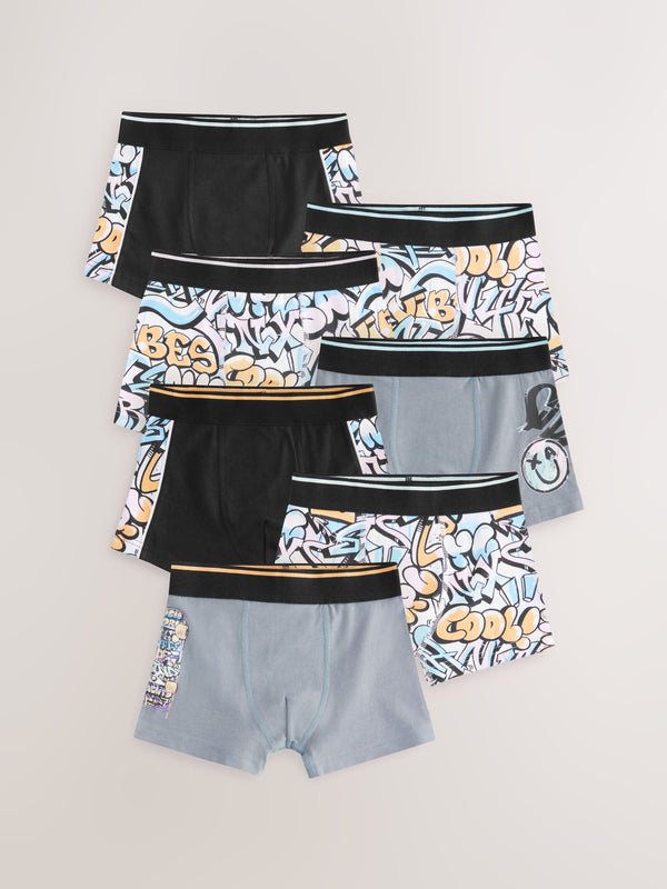 Pastel Grafitti Print Trunks 7 Pack (2-16yrs)