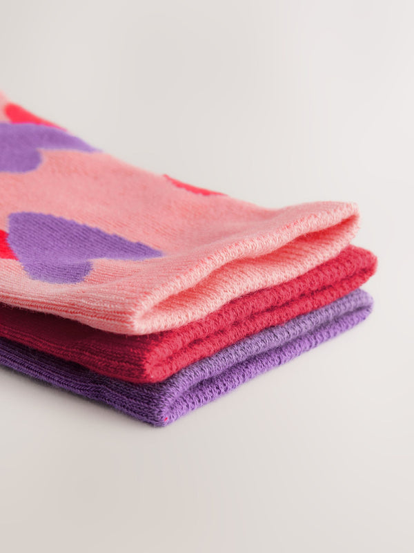 Red/Purple 3 Pack Cotton Rich Ankle Socks