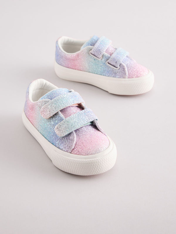 Rainbow Glitter Wide Fit (G) Chunky Trainers With Touch Fastening