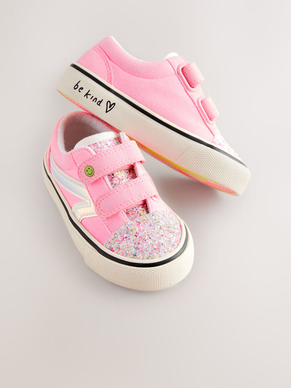 Pink Touch Fasten Strap Printed Trainers immediate