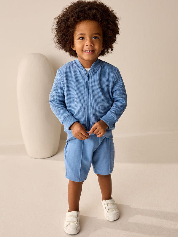 Blue Jersey Bomber Jacket and Shorts Set (3mths-7yrs)