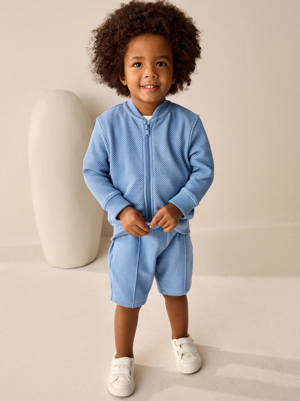 Blue Jersey Bomber Jacket and Shorts Set (3mths-7yrs)