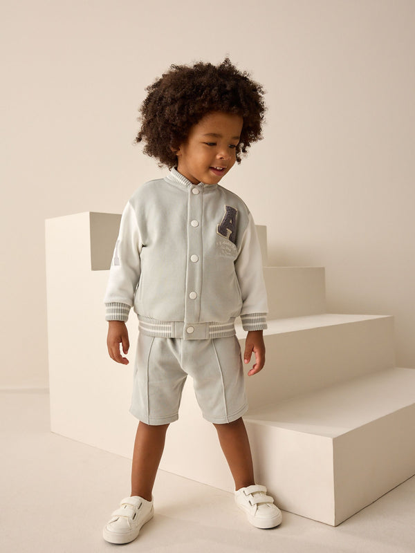 Grey Jersey Letterman And Pintuck Shorts Set (3mths-7yrs)