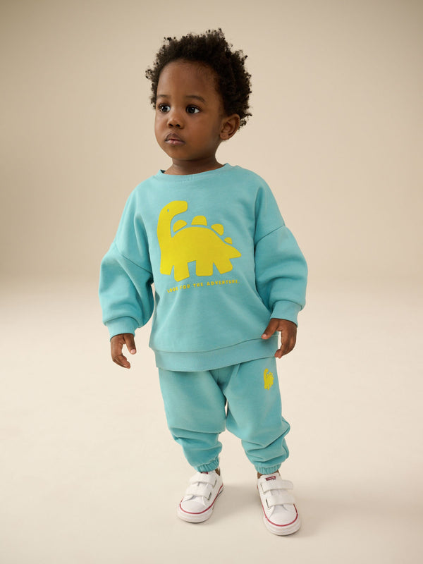 Green/Yellow Dino Jersey Sweatshirt and Joggers Set (3mths-7yrs)