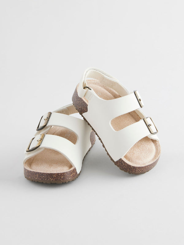 Neutral White Wide Fit (G) Corkbed Two Strap Sandals