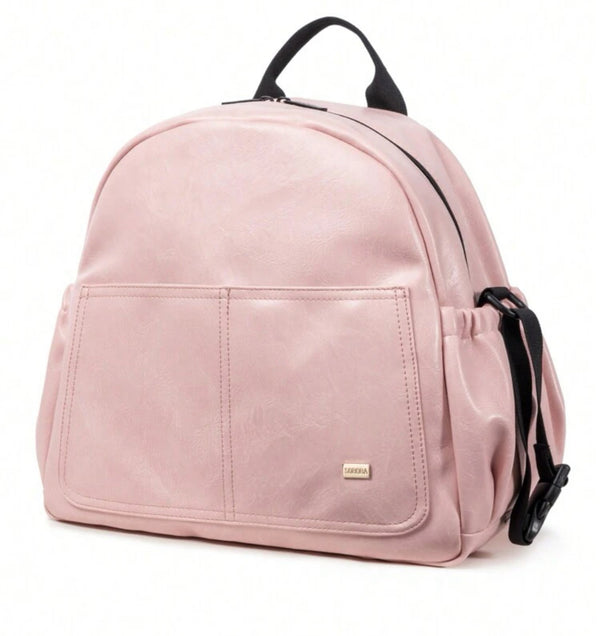 Leather diaper backpack pink