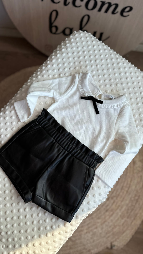 Primark top and leather shorts set