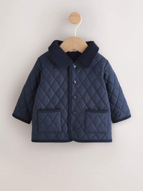 Navy Baby Quilted Cord Collar Jacket (0mths-2yrs)