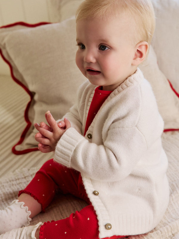 Cream Embroidered Bow Baby Cardigan (0mths-2yrs)