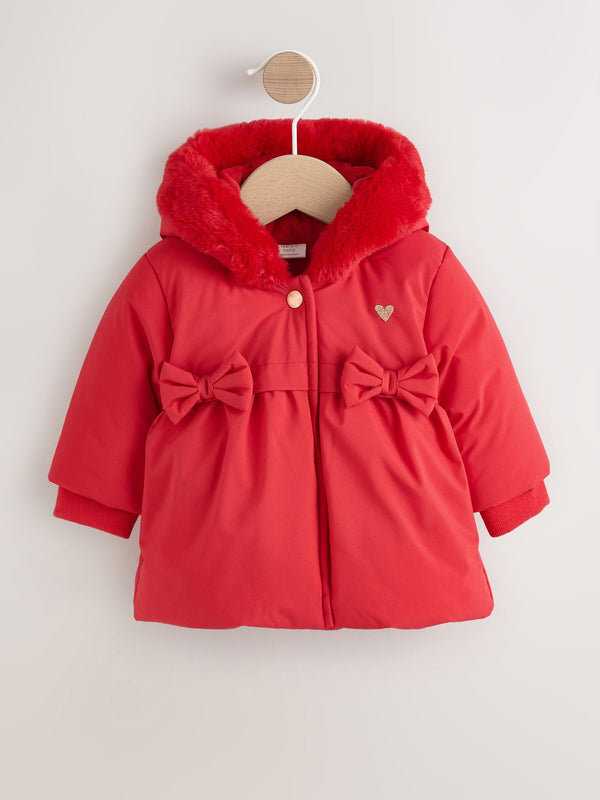 Red Bow Puffer Baby Jacket (0mths-2yrs)