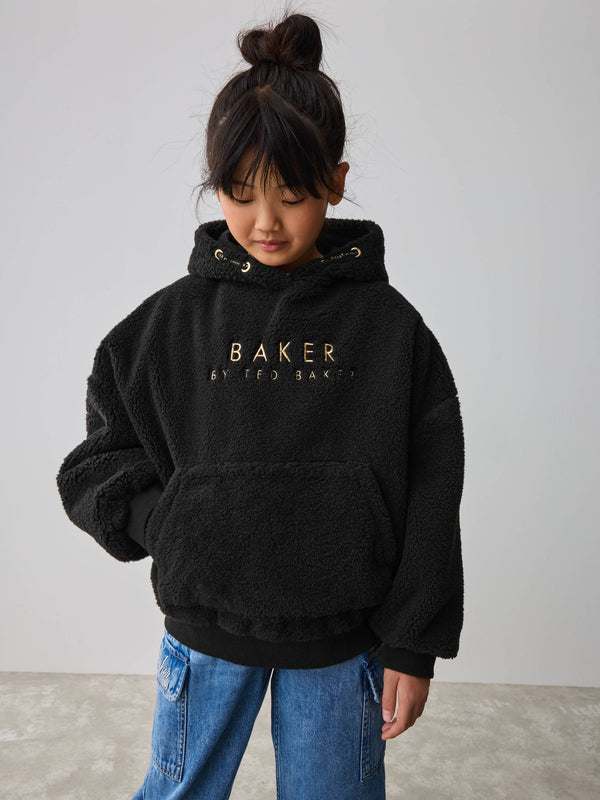 Baker by Ted Baker Back Embroidery Fleece Black Hoodie