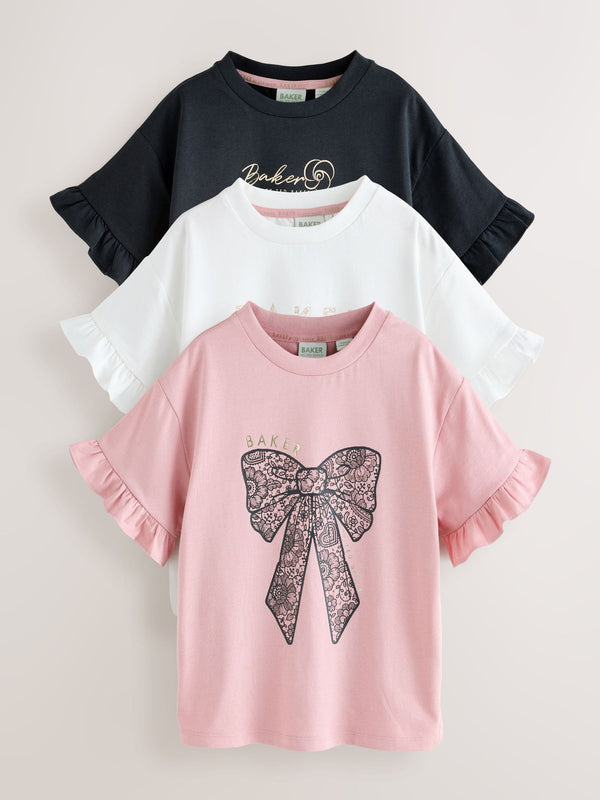 Baker by Ted Baker Frill Detail T-Shirts 3 Pack