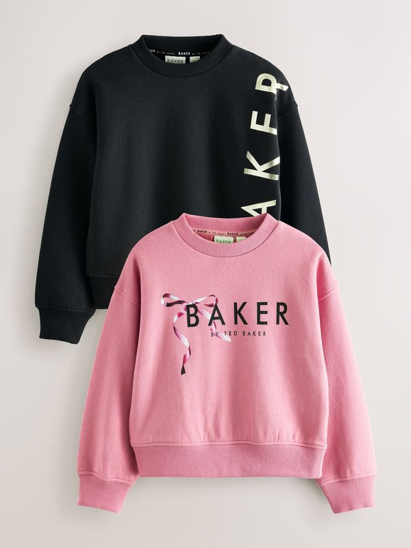 Baker by Ted Baker Pink/Black Crew Sweat Tops 2 Pack
