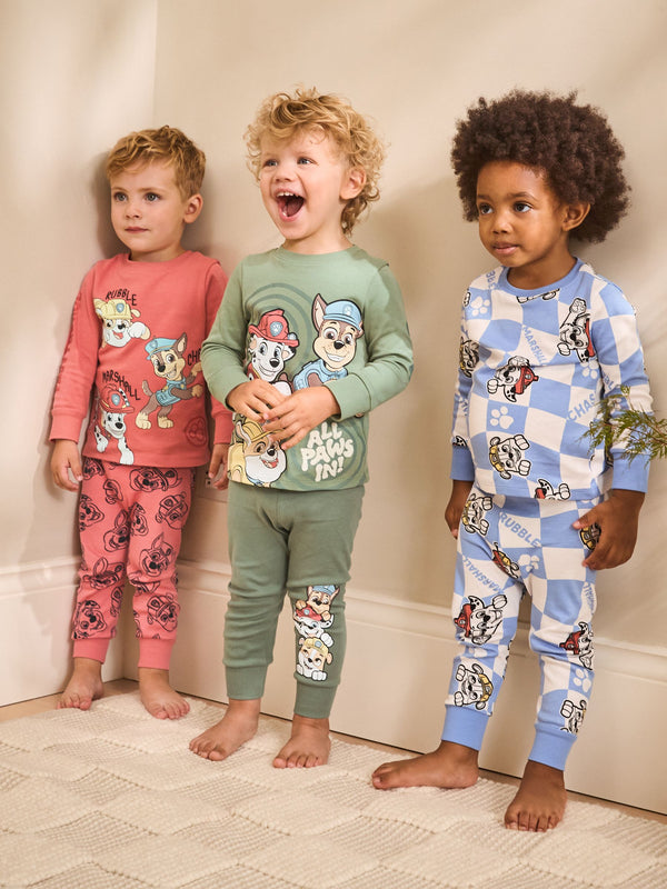 Green/Blue/Red Paw Patrol License Snuggle Pyjamas 3 Pack (9mths-9yrs)