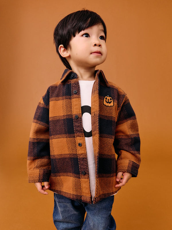 Rust/Black Halloween Long Sleeve Check Shirt and T-Shirt Set (3mths-7yrs)