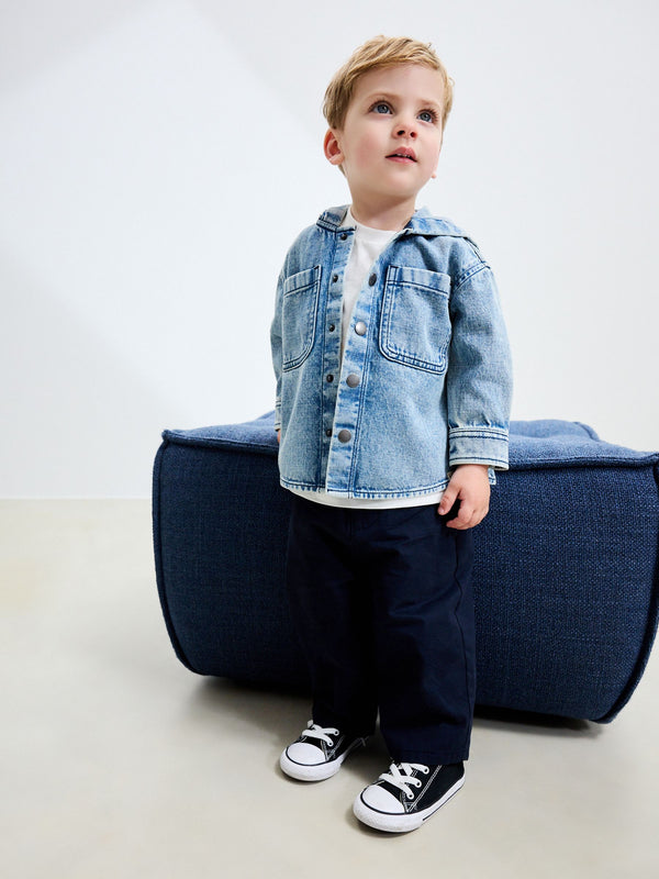 Mid Blue Denim Hooded Overshirt (3mths-7yrs)