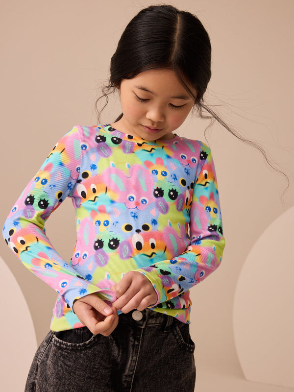 Multi Character Long Sleeve Ribbed Top (3-16yrs)