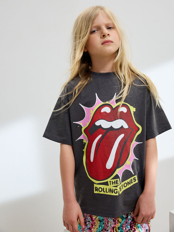 Grey The Rolling Stones License Band Sequin T-Shirt (3-16yrs)