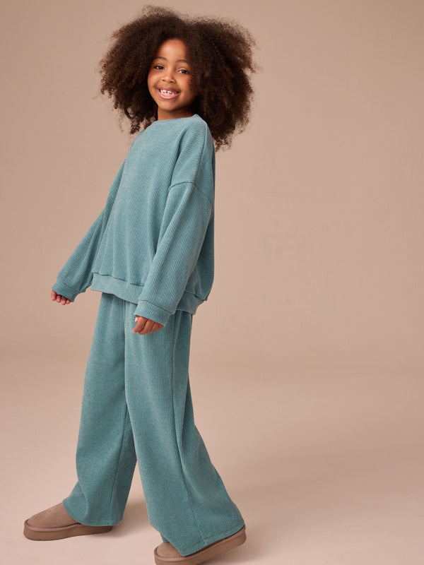 Teal Blue Cord Long Sleeve Set (3-16yrs)