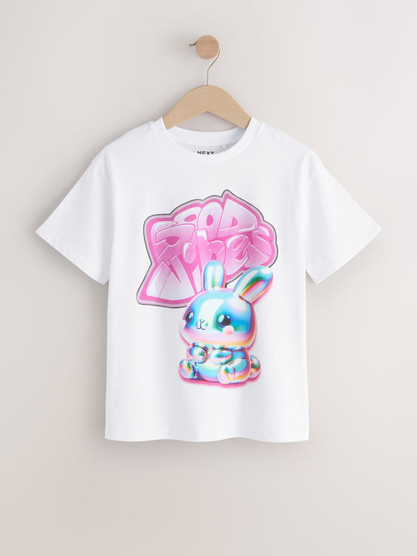 White Character Oversized Graphic Print T-Shirt (3-16yrs)