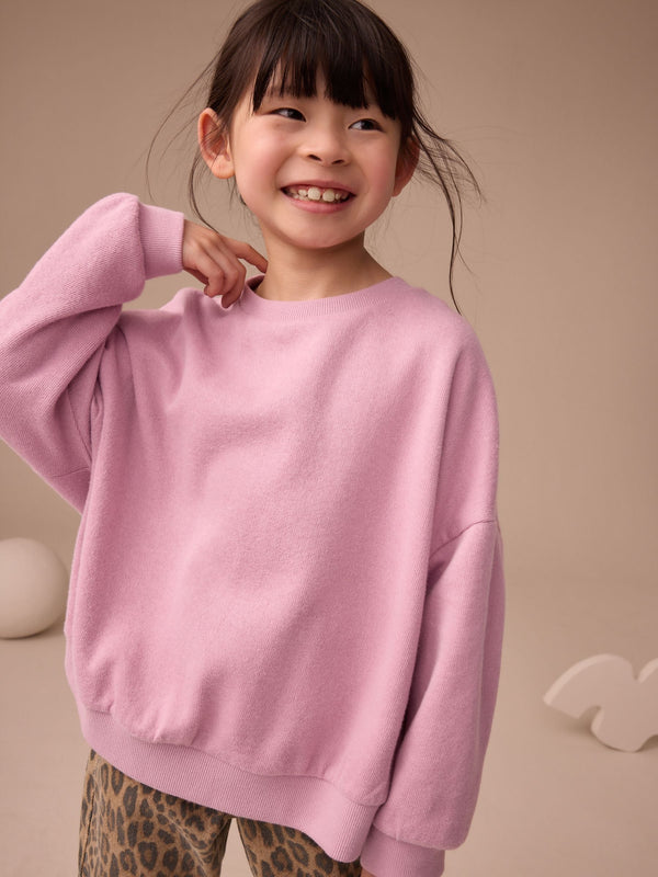 Pink Oversized Cosy Rib Sweatshirt (3-16yrs)
