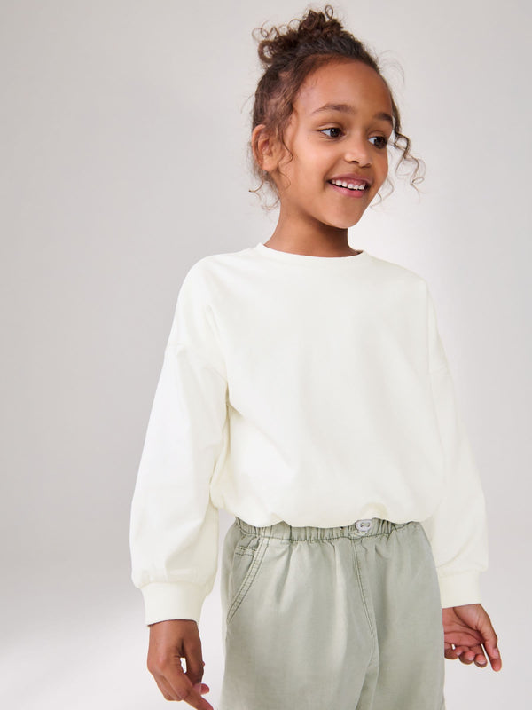 White Boxy Bubble Hem Sweatshirt (3-16yrs)