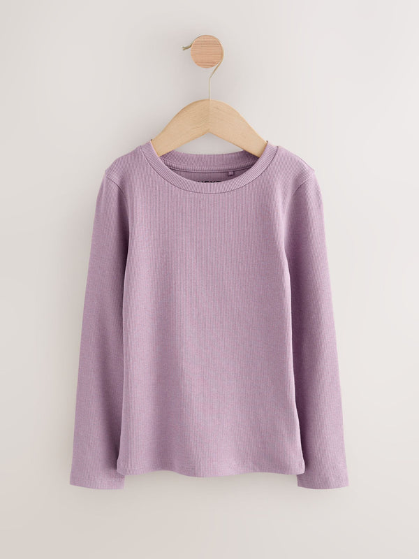 Lilac Purple Long Sleeve Ribbed Top (3-16yrs)