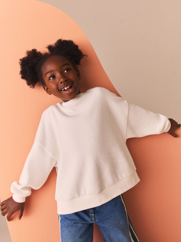White Oversized Cosy Rib Sweatshirt (3-16yrs)