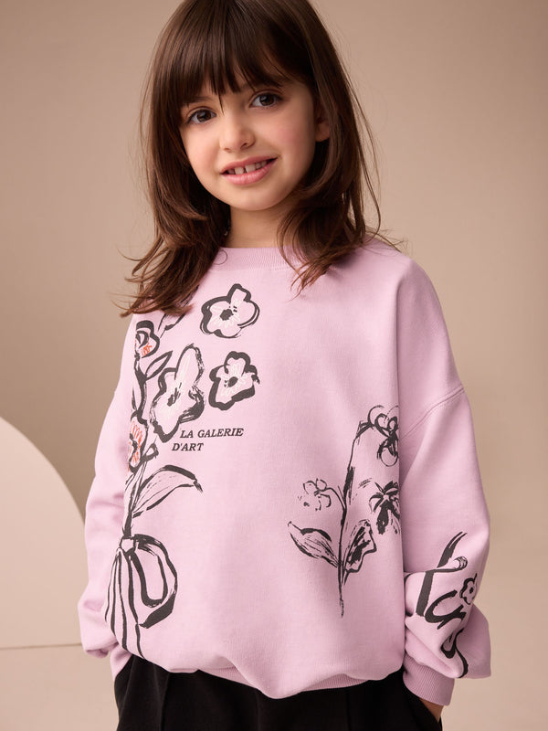 Pink Floral Print Long Sleeve Top (3-16yrs)
