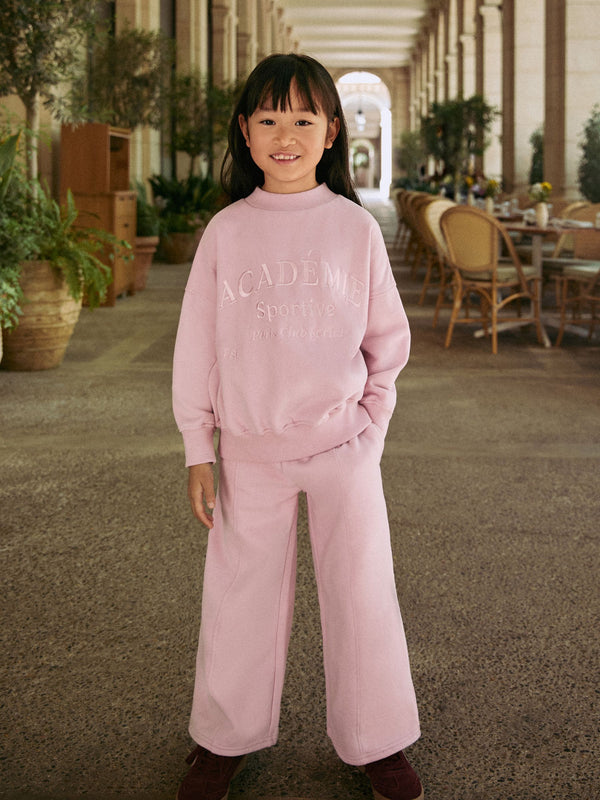 Pink Slogan Sweatshirt And Wide Leg Joggers Set (3-16yrs)