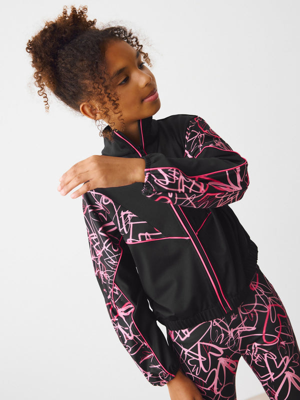 Multi Pink Heart Sports Zip Through Jacket (3-16yrs)
