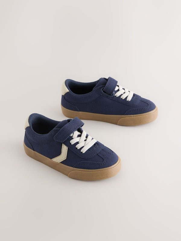 Navy Blue Wide Fit (G) Touch Fastening Elastic Lace Trainers
