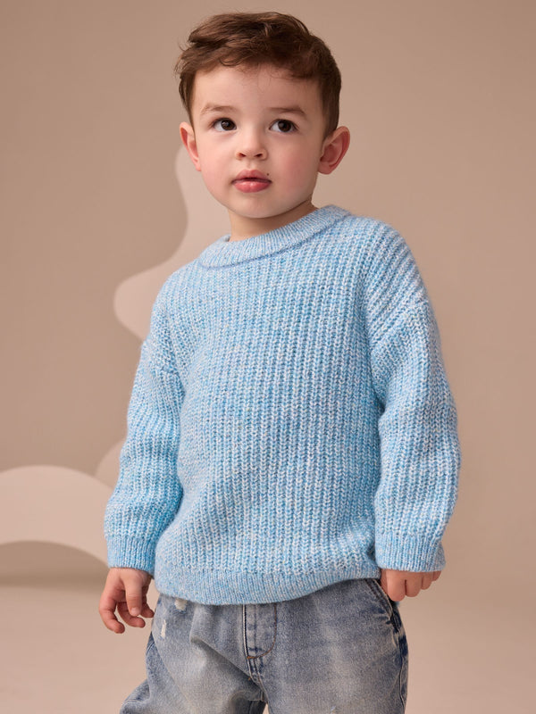 Blue Knitted Crew Neck Jumper (3mths-7yrs)