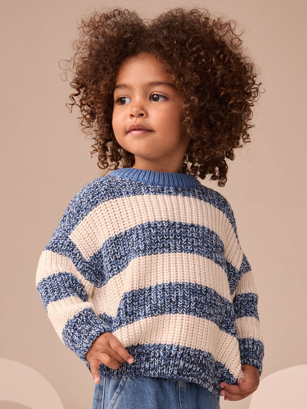 Blue/White Stripe Knitted Jumper (3mths-7yrs)