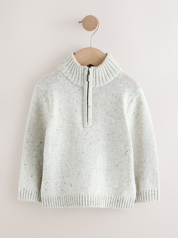 Neutral Knitted Quarter Zip Jumper (3mths-7yrs)
