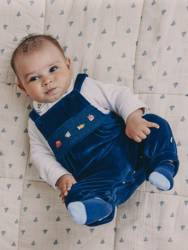 Blue Bear Baby Velour Dungarees and Bodysuit Set (0mths-3yrs)