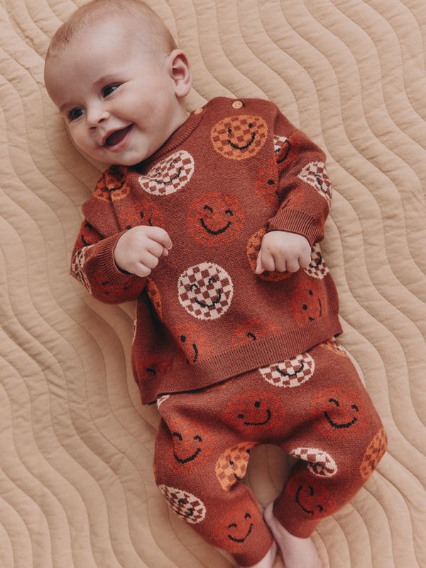 Rust Brown Baby Knitted Top and Leggings Set (0mths-2yrs)