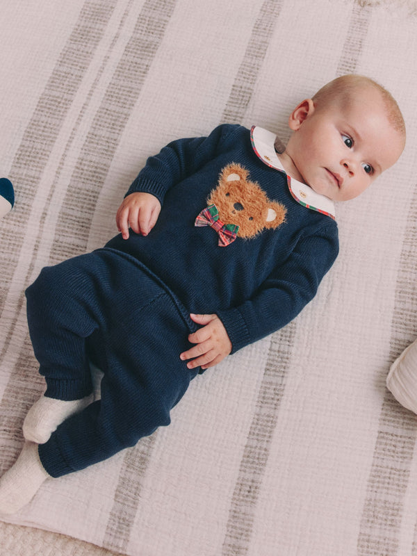 Navy Bear Knitted Jumper and Leggings Baby Set (0mths-3yrs)