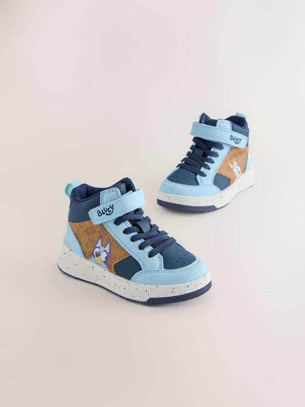 Navy Bluey Standard Fit (F) Touch Fastening Elastic Lace Hi Top Trainers