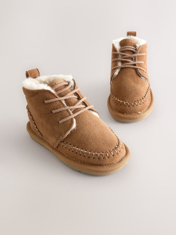 Tan Brown Warm Lined Suede Boots