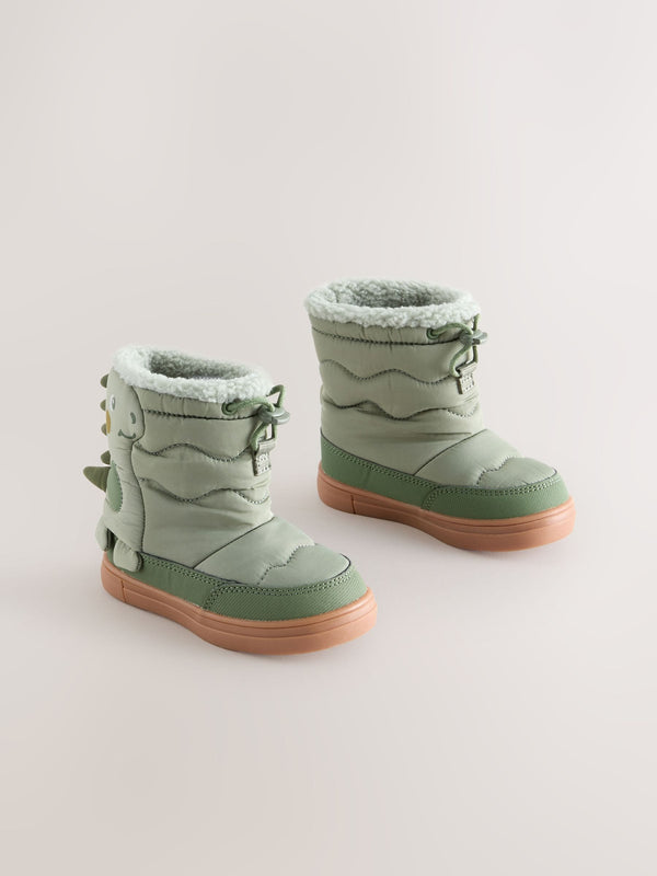 Green Khaki Dino Thermal Thinsulate™ Lined Quilted Water Resistant Boots